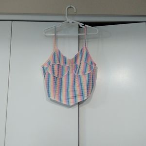 Shein rainbow half top sz S